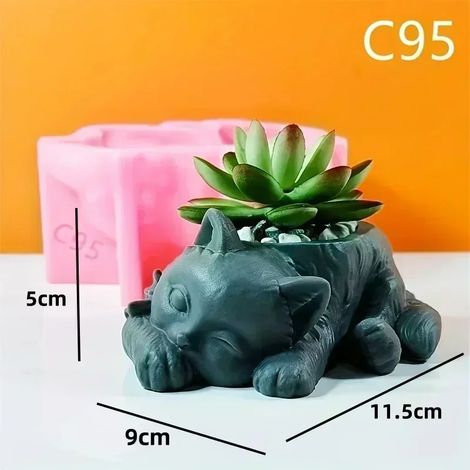 (Moule sans C95) Moule en résine silicone en forme de relief montagneux pour pot de fleurs succulentes, avec motif d'eau vive, boîte de rangement, coupelle à bougie, moule en gypse (1/4)