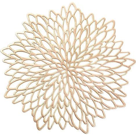 Sets de table ronds en forme de feuille, lavables et résistants à la chaleur, en vinyle, pour une cuisine moderne, une salle à manger ou un centre de table de mariage (lot de 4). (1/5)