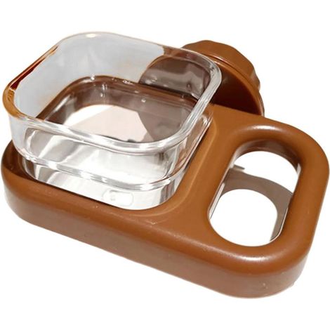 Brown Square Bird Cage Feeding Bowl  Stable Placement Pet Bird Feeding Container (1/4)