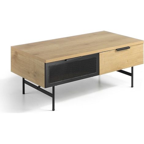 MOMMA HOME Mesa de Centro - Modelo Bradley - Color Roble/Negro - Material MDF/Metal - Medidas 110 x 60 x 43 cm (1/5)