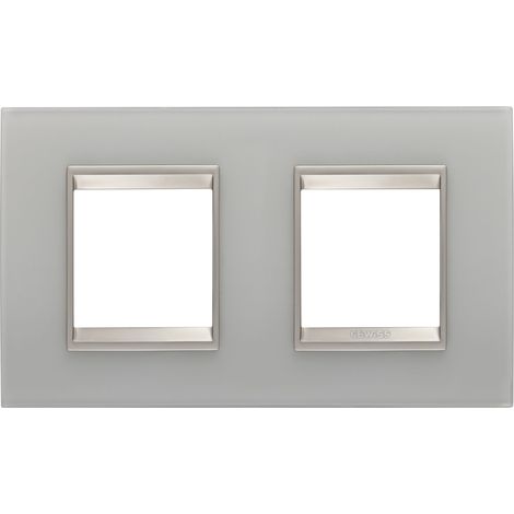 PLAQUE LUX 2+2P H VERRE NATUREL GEWISS GW16223GT