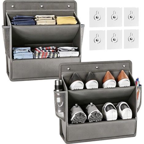 Sac de rangement arrière en deux parties - Gris - Organisateur de chaussures - Sac de rangement suspendu multifonctionnel pour le camping (1/5)
