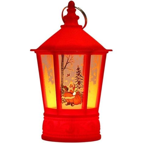 Faroles navideños, vela vintage con luz LED colgante, lámpara de vela sin llama para decoración de mesa navideña - Crezuo