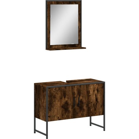 Maison Exclusive - 2-tlg. Badmöbel-Set Räuchereiche Holzwerkstoff