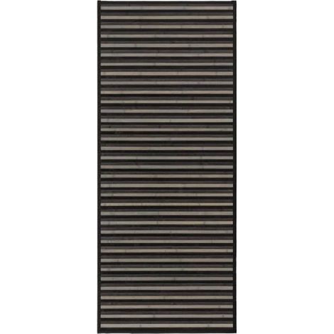 Tapis de sol - JUANIO - Bambou rayé - 2,2 mm - Antidérapant - Noir 175x75 cm (1/3)