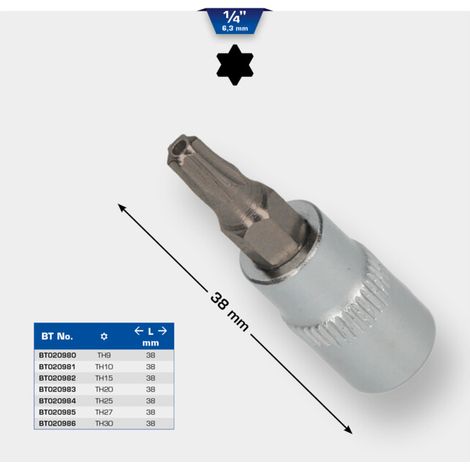 BRILLIANT TOOLS Douille à embout Torx 1/4" avec trou frontal TB27 - BT020985 (1/5)
