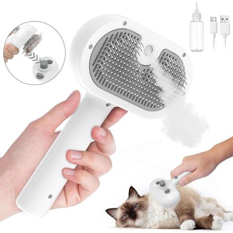 Brosse vapeur pour chat et chien, 3 En 1 Peigne De Massage En Spray Rechargeable, Avec Réservoir D'eau, pour Poils Long et Court (1/4)