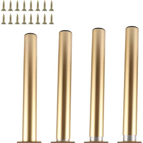 Lot de 4 Pied de Meuble Doré 20cm - Pied de Table Or en Alliage d'Aluminium Réglable avec Vis - Support Robuste et Élégant pour Canapé, Meuble TV et Buffet de Salon