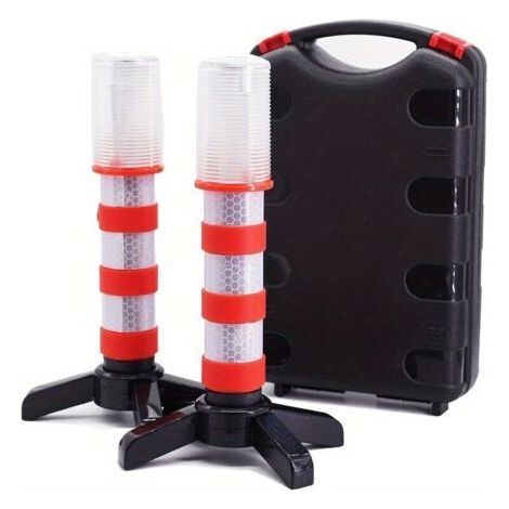 2 Pièces Feux de Barrage LED avec Bases Magnétiques et Supports, Boîte de Rangement Solide, Lumières Rouge/Blanc Ultra-Lumineuses, Adaptés aux Voitures, Bateaux (1/5)