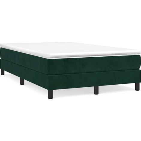 Cama box spring con colchón terciopelo verde oscuro 120x190 cm