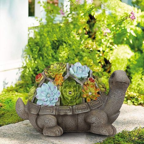 Garden Decoration Animal Statue, Garden Sculptures, Resin Garden Ornaments, Outdoor Resin Statue, Solar Powered Resin Turtle Ornaments for Garden Lawn Gardening Gifts