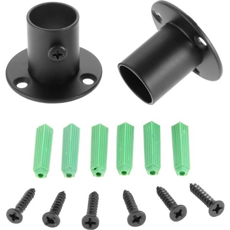Support de tringle à vêtements en acier inoxydable (2 pièces) - Diamètre 19/22/25/32 mm - Bride de fixation - Support de barre de suspension - Support d'extrémité de cadre de douche (19 mm) (1/4)