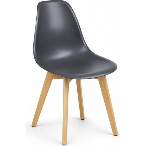 ORION91oficial® - Silla ARA Color Antracita Asiento Polipropileno y Patas Haya (83x46x55 cm) Estilo Escandinavo, Comedor, Hostelería, Oficina, Salón, Teletrabajo, Cocina - spaziOrion91 - Pack x4 (1/5)