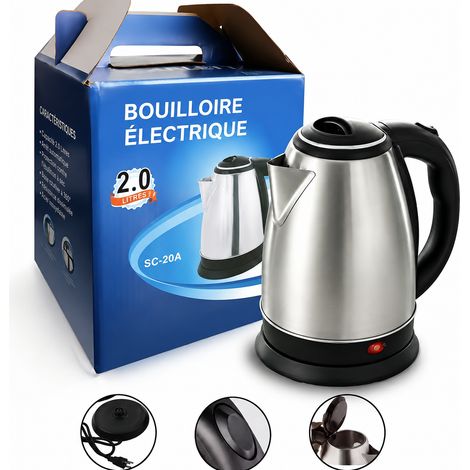 Bouilloire Électrique 2 L Inox Couleur Naturelle Arrêt Automatique Prise UE 16 × 12 × 18 cm 1,2 kg – Livraison gratuite (1/5)