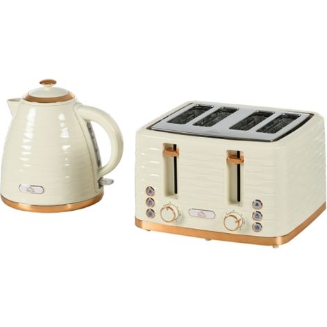 Set tostapane e bollitore 2 in 1, 7 livelli di doratura, funzione di scongelamento e riscaldamento, colore beige. (1/5)