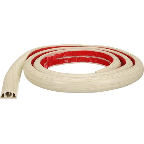 Cache-Câble de Sol de 4 Pieds W0.3 x H0.3 Canal Intérieur en PVC pour Cacher Les Câbles d'Extension, Protège-Câbles pour Gestion des Câbles, Couleur Bois Beige (1/5)