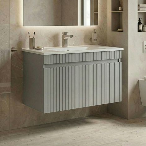Meuble vasque suspendu 85 cm cachemire 2 portes YARA (1/5)