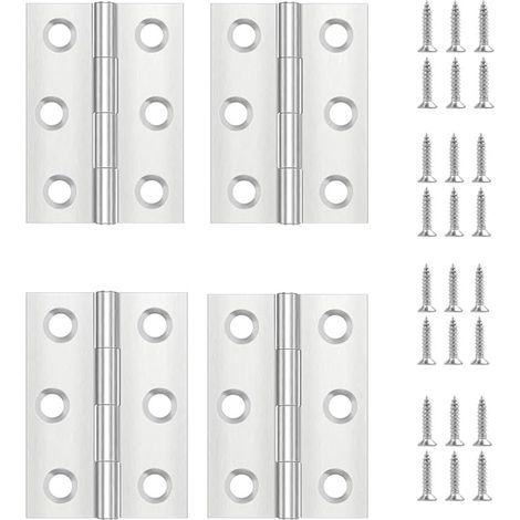 4 Pièces Charniere Porte,Charniere Inox,Charnière Invisible,Charnière plate,Porte Placard/Petites Portes/Tiroirs/Fenêtres/Pianos/Coffret à Bijoux Armoires de Quincaillerie de Meubles de Maison (1/5)
