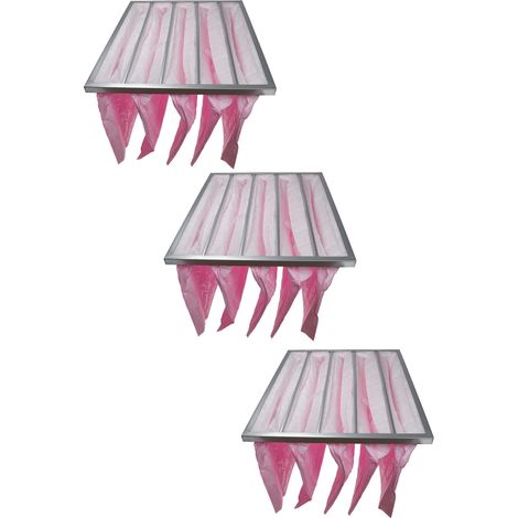 vhbw 3x HVAC F7 Bag Filter for Air-Conditioner Unit, Ventilation System, HVAC Applications, 49 x 59.2 x 36 cm, Pink - Pocket Filter, AC Air Filter (1/3)