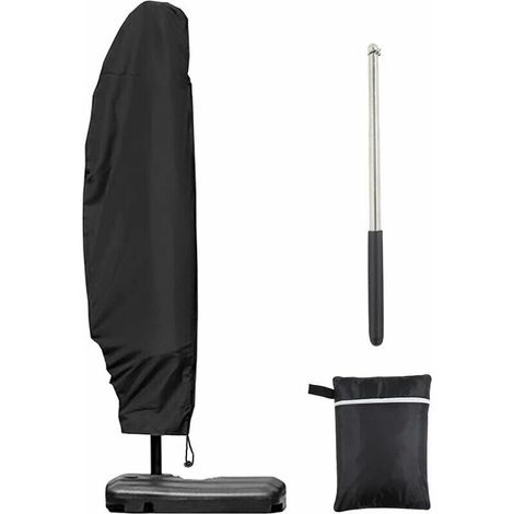 Housse de Parasol - 280 cm - Polyester Oxford Imperméable - Fermeture Éclair 1,4 m - Tige Télescopique 1,2 m - Pour Parasol Déporté 3x3 m à 4x4 m (1/5)