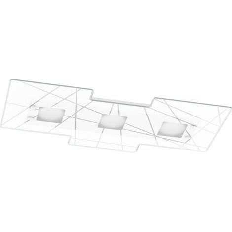 Plafoniera Contemporanea Focus Metallo Bianco Vetro 3 Luci Gx53