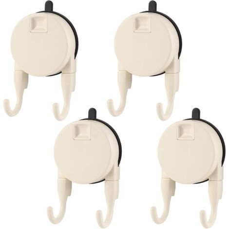 Ganci a ventosa per bagno, 4 ganci adesivi da parete in plastica, ganci per doccia a doppio gancio, ganci da parete adesivi riutilizzabili e impermeabili (bianco) (1/5)
