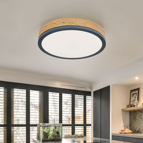 Lampada da soffitto lampada di design lampada da soffitto lampada da soggiorno cucina effetto legno, metallo opale grafite, 1x LED 12 watt 950 lumen bianco caldo, PxH 30x8,5 cm