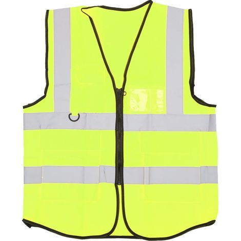 Veste de sécurité haute visibilité orange, imperméable avec fermeture éclair et multiples poches pour professionnels. (1/5)