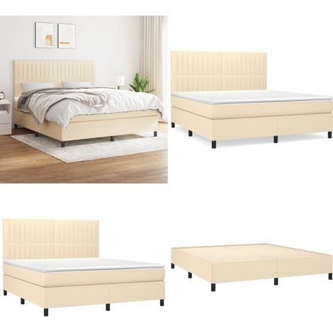 Boxspringbett mit Matratze Creme 180x200 cm Stoff - Boxspringbett - Doppelbett - Cremefarbenes Bett - Bettrahmen - Matratze - Home & Living (1/5)