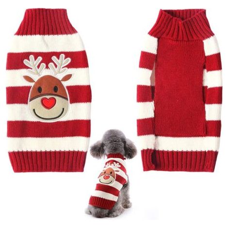 Pair Weihnachtspullover für Haustiere – Winterpullover für Hunde, Weihnachtsmuster, gestrickter Wintermantel für kleine bis mittelgroße Hunde, Katzen und Kaninchen, Größe M