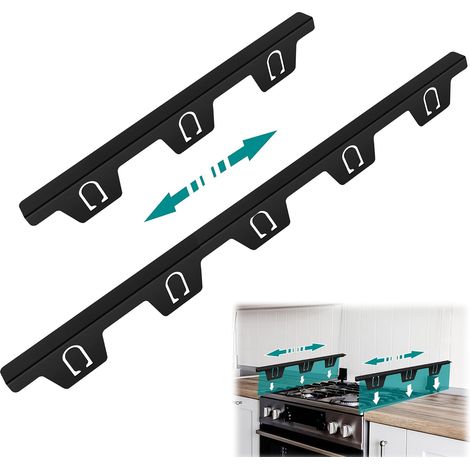 Couvre-espace en acier inoxydable pour cuisinière de cuisine, comptoir de cuisine, cuisinière et comptoir, comble les espaces entre la cuisinière et le comptoir, 35,1 cm à 70,8 cm (noir) (1/5)