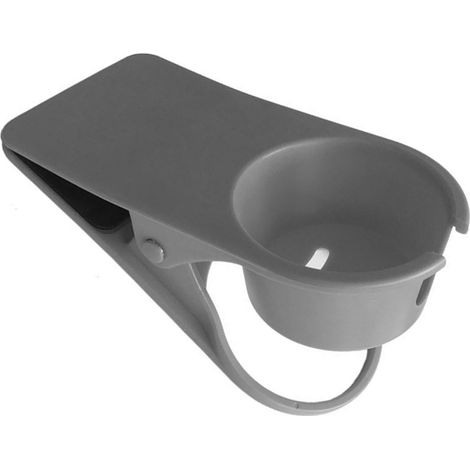 Porte-gobelet de bureau avec pince, gain de place, grand format, multifonctionnel, pour tasse et bouteille (gris) (1/5)