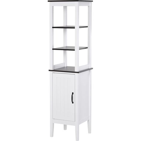Mobile Bagno a Colonna 40x38x162,5 cm Salvaspazio con 3 Ripiani Aperti in MDF Bianco (1/5)