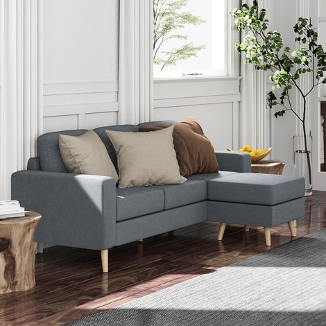 3-Seater Straight Sofa, Scandinavian, Anthracite Grey (1/5)
