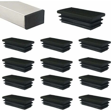 18 pièces 60 X 40mm Bouchon Plastique Embout Rectangle Carre Noir D'obturation pour Pieds de Meuble Trampoline pour Pieds de Meuble/Trampoline/Armoire/Étagère/Chaise