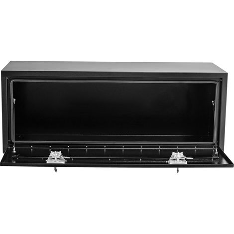 Coffre à outils camion robuste en acier noir – Étanche, serrure à poignée en T, surface lisse, protection renforcée – Boîte sous caisse – Couleur : noir, Taille : serrure simple - longueur 30 largeur  (1/5)