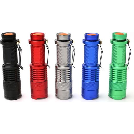 5A mini lamp torch telescopic rechargeable, available in red, green, blue, black and silver (1/5)