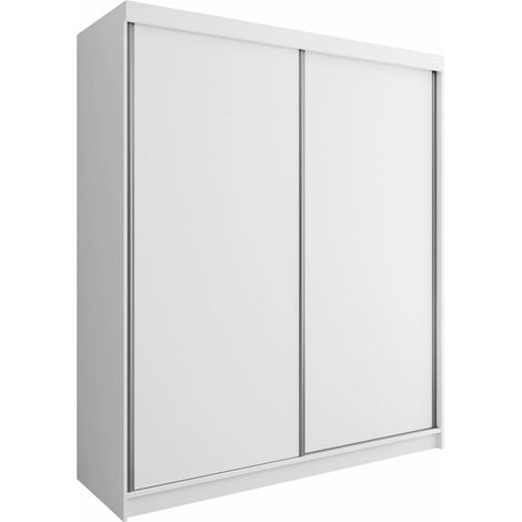 Armoire Dover 108, Blanc, 200x200x62cm, Portes d'armoire: Coulissantes, Nombre d'étagères: 9