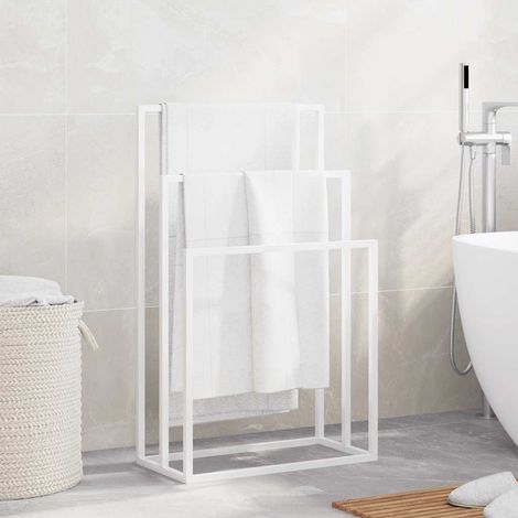 vidaXL Portasciugamani da Pavimento Bianco 48x24x79cm in Ferro