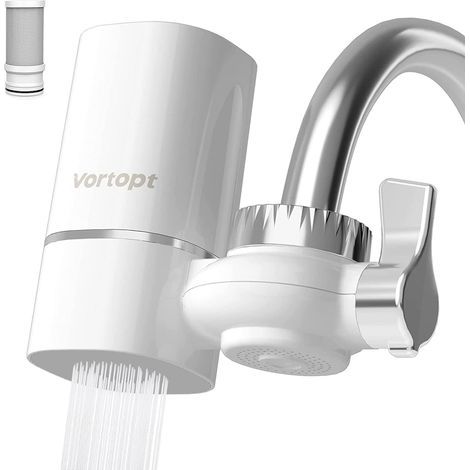 Filtre à eau pour robinet d'évier, débit rapide - Système de filtration d'eau pour robinet de 400 gallons pour l'eau du robinet, certifié NSF pour réduire le chlore et le mauvais goût, 1 remplacement, (1/5)