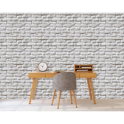 Wallarena Vliestapete Weiß Ziegel Mauer, für Wohnzimmer und Schlafzimmer, 10 m x 50 cm – Komplettset inkl. Kleister & Anleitung (1/5)