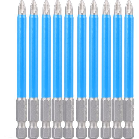 10-teiliges Set Schraubendreherbits, rutschfest, aus S2-Legierungsstahl, stark magnetisch, Kreuzbohrer PH2 x 90 mm (1/5)