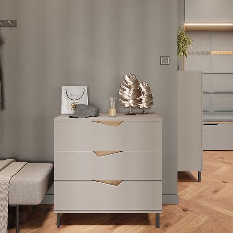 Commode avec tiroirs Marelle, Greige/Artisan, 80x81.2cm avec 3 tiroirs, Vicco (1/5)