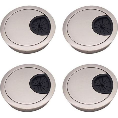 4pcs Passe Câble Couvercle, 60mm Alliage de Zinc Câbles Ronds Encastrables,Trou De Passe Câble Couvercle, Couvercle du Trou de Câble pour Bureaux Bureaux et Plans de Travail Argent brossé,de (1/5)
