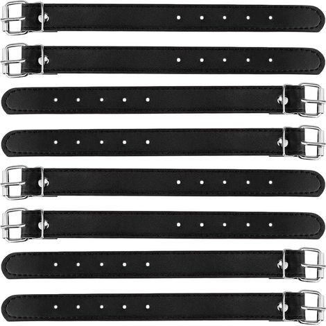 8 Ceinture de Guidon de Vélo Réglable de 22 x 2cm en Cuir PU Sangle de Fixation pour Conteneur Avant Panier de Rangement Réglable pour Vélo Ceintures de Chargement pour Vélo Plage (Noir) (1/5)