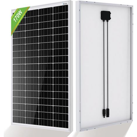 ECO-WORTHY 170W 12V Solarpanel Monokristallines Solarmodul Netzteil für Wohnwagen, Wohnmobil, grunes Haus, Ein-/Aus-Gitter-System erhaltlich (1/5)