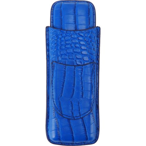 Étui à cigares en cuir souple, portable et résistant à l’usure, humidor vintage de couleur bleue, idéal pour anniversaire. (1/5)