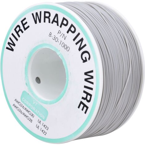 Fil gris OK pour réparation de circuits imprimés, cuivre étamé 30AWG, fil de câblage enroulé 300 mètres (1/5)