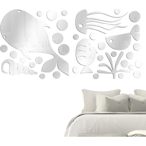 Stickers muraux miroir Décoration murale acrylique thème marin Stickers décoratifs Pour la maison, les parents, la chambre, le salon, la salle de bain, la chambre d'enfant ou le bureau (1/5)