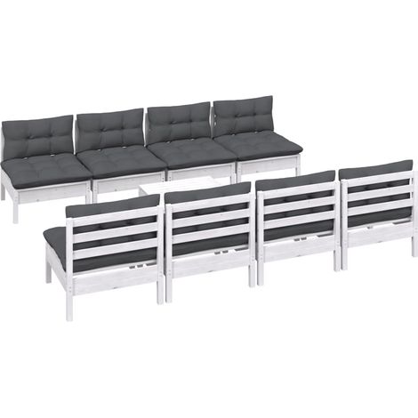 vidaXL Set Salotto Giardino con Cuscini 9 pz in Legno Massello di Pino (1/4)
